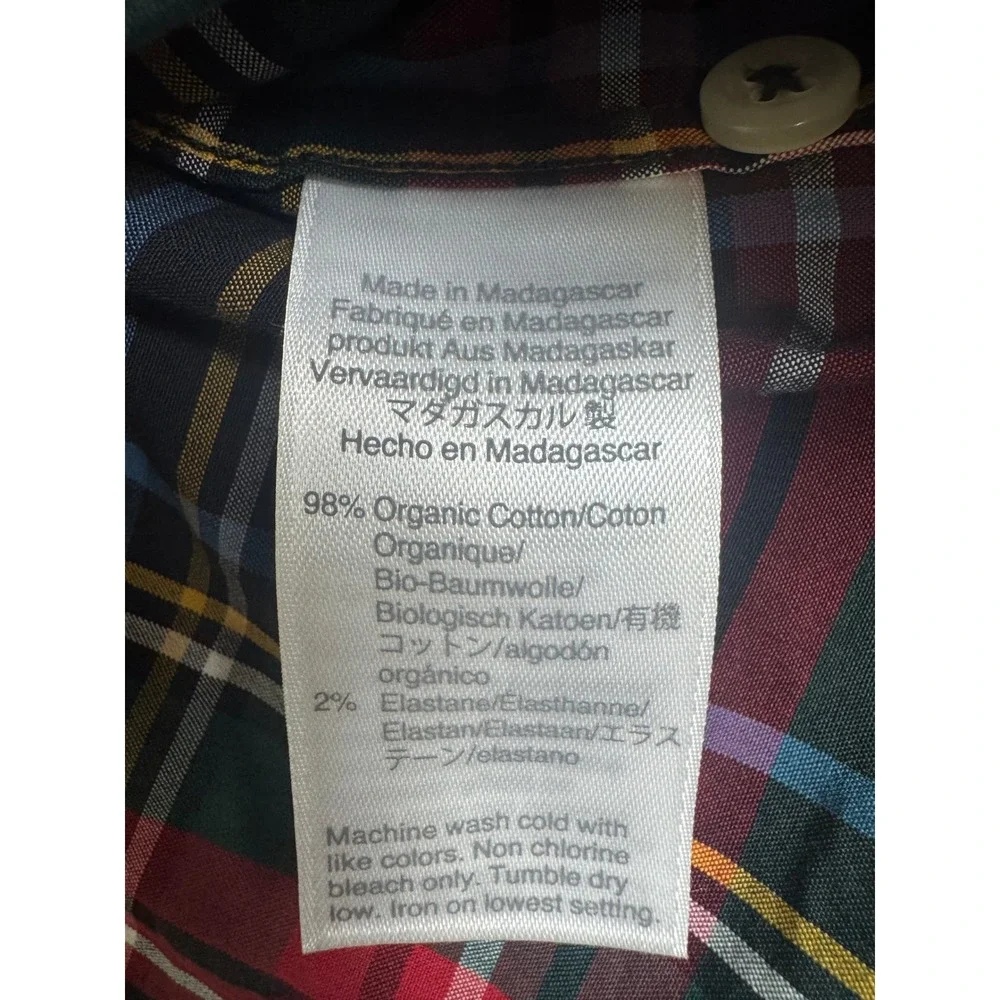 J. Crew Mens XL Slim Secret Wash Organic Cotton Stretch Plaid Button Down Shirt